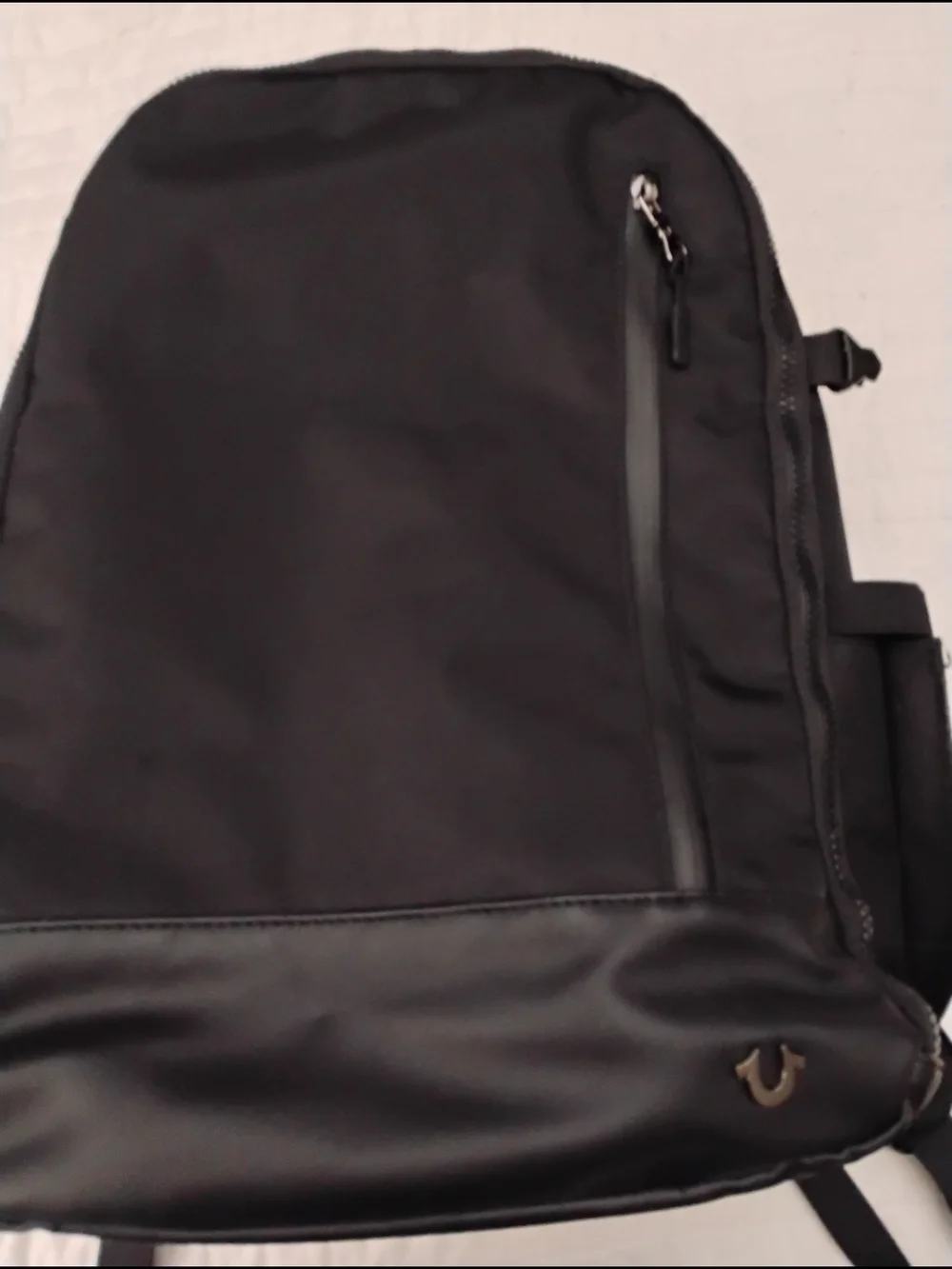 True Religion Black Men's Backpack with Subtle Logo Accent